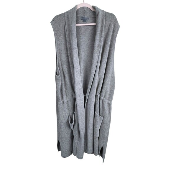 Barefoot Dreams CozyChic Ultra Lite Sleeveless Shawl Vest 3X Stone Tie Waist - Picture 2 of 13